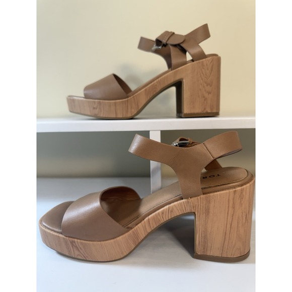 Torrid Platform Block Heel Sandal Tan Beige 7.5WW Open Toe Extra Cushion - Picture 1 of 6